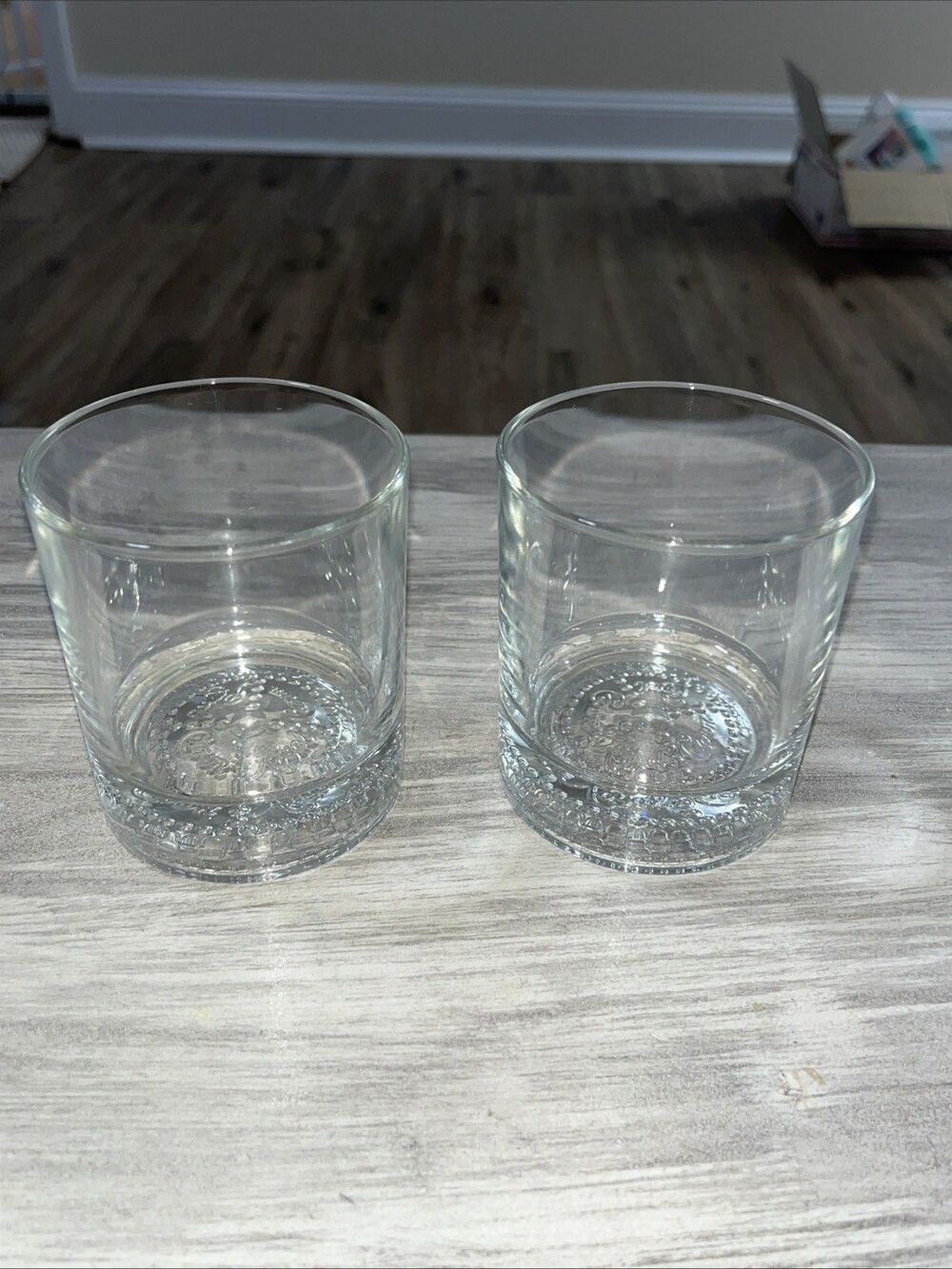 Crown Royal Whisky, Round Rocks Glasses, Embossed Logo on Concave Base, Set of 2